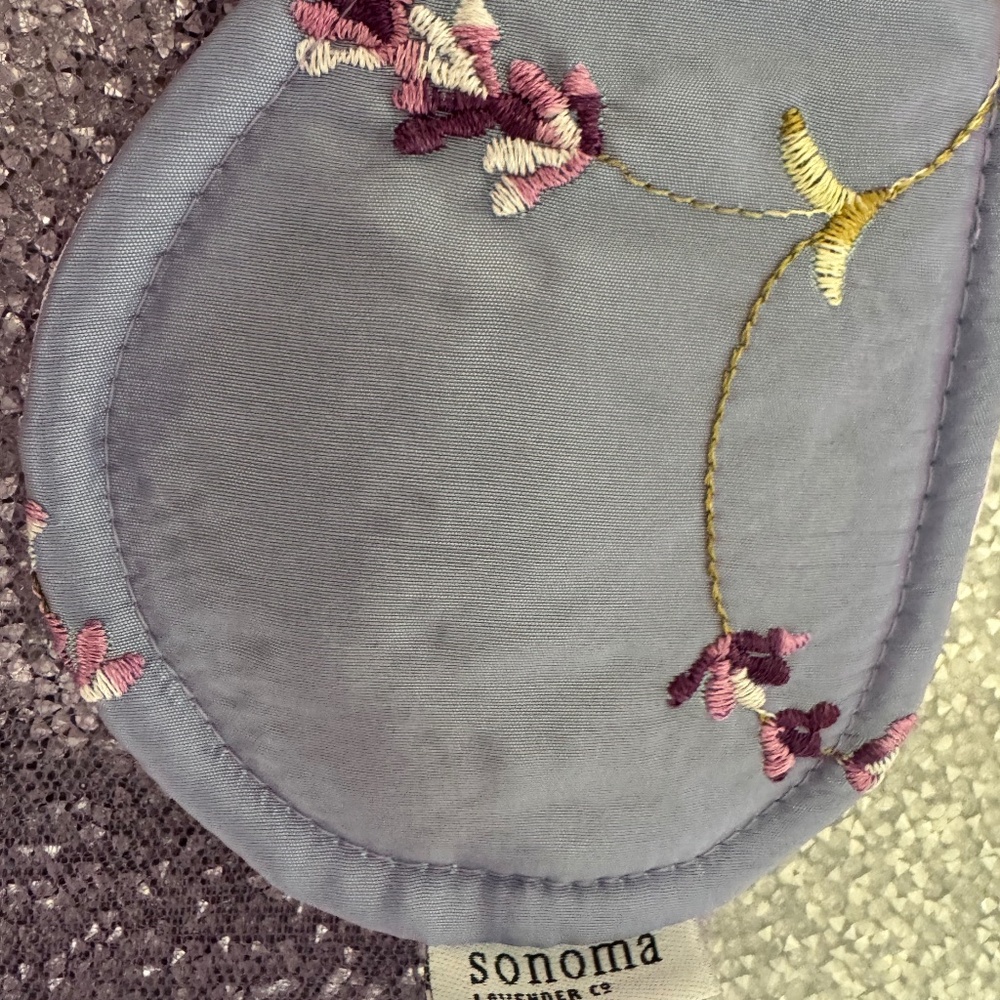 Sonoma Lavender Embroidered Floral Satin Purple Eye Travel Blindfold Sleep Mask